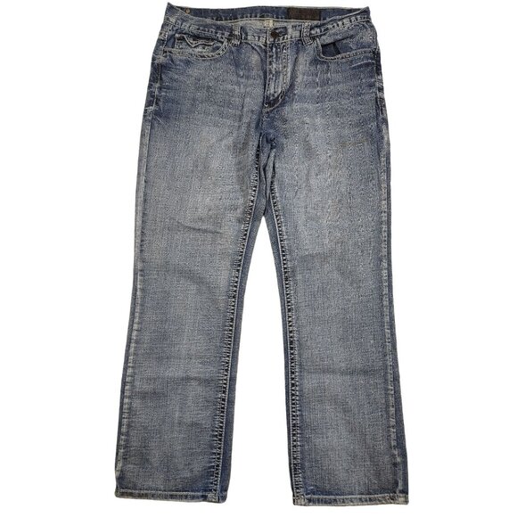 TK Axel Mens Jeans Treadwell Relaxed Straight Fit Mid Rise Flap Pockets 36x31 - Picture 2 of 8
